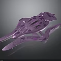 Futuristic Purple Interstellar Spaceship Design With Aerodynamic Structure And Patterns