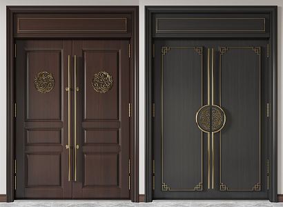 New Chinese Double Door 3d model