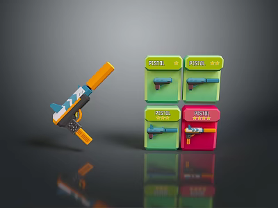 Toy Bubble Gun With Colorful Green Pink Packaging Boxes And Playful Design 3d model