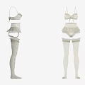 Lace Patterned Women's Underwear Set With High Stockings And Delicate Design