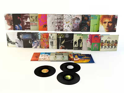 Top Digital Turntable Devices With Vinyl Records And Album Covers 3d model