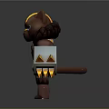 Cartoon Creature Character With Brown Body Yellow Stripes Red Eyes And Muscular Armor Like Arms