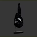 Decorative Black Swan Figurine with White Feather Accents on Square Base for Home Decor