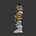 Green Skinned Fantasy Warrior Creature in Armored Attire With Ornate Belt And Armor Details