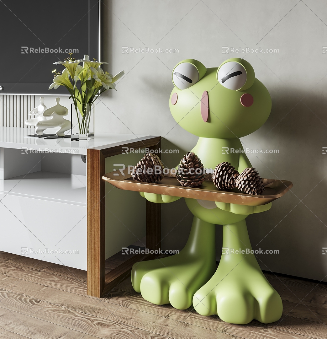 Cartoon Side Several Frog Side Several Corner Several Floor Tray Side Several Living Room Decoration Decoration 3d model