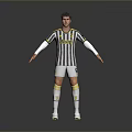 Game Movie Character 3D Render in Black White Striped Jersey Number 9 Standing Pose