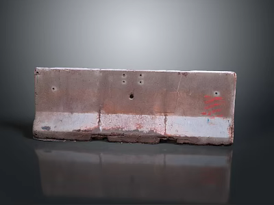 Rusty Worn Brick With Holes And Red Mark On Dark Background With Reflection 3d model