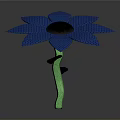 Blue Flower Plant With Mesh Petals And Green Stem On Dark Background