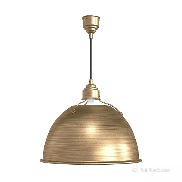 Gold Metal Dome Shaped Pendant Light With Sleek Modern Design For Home Interiors 3d model 