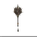 Ornate Decorative Staff With Intricate Metal Spiked Top And Carved Handle Design