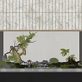 Indoor Japanese Landscape With Wooden Lattice Screen Rock Garden And Mossy Plants