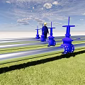 Piping Systems with Gate Valves and Piping Systems 3d model