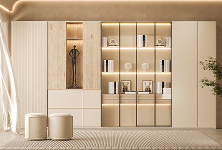 Modern Bookcase Cream Bookcase 3d model