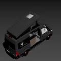 Modern Black Camper Van With Open Roof Top And Wooden Side Panel