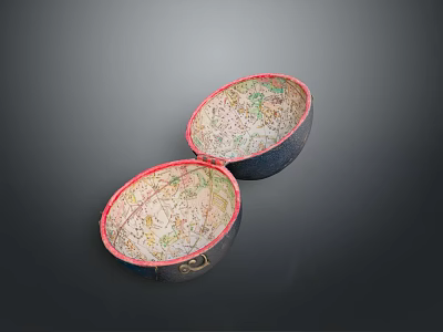 Scenic Landscape Patterns Inside Open Oval Decorative Boxes With Black Exterior And Red Edges 3d model