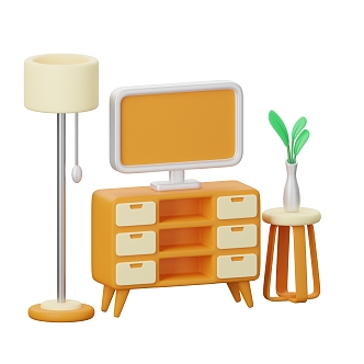 Modern Furniture Scene Floor Lamp TV Cabinet Cartoon Home Cartoon TV Cabinet 3d model