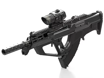 Modern Tactical Rifle With Scope And Rail System For Precision Shooting 3d model