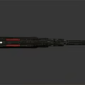 Futuristic Sci Fi Tactical Weapon Featuring Black Design Red Accents Scope And Detailed Modern Aesthetic