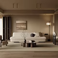 Quiet Chinese and Ancient Style Restaurant Sofa Coffee Table Combination Leisure Sofa Chair Dining Table Cabinet Decorative Cabinet Chandelier 3d model