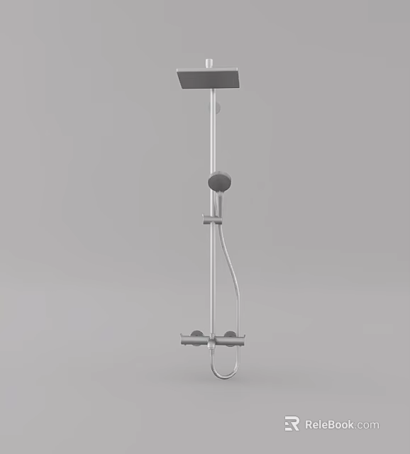 Modern Shower System With Rainfall Head Handheld Sprayer And Control Knob 3d model 