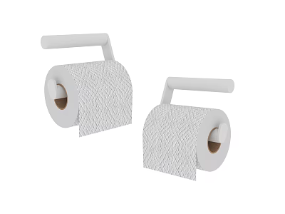 Two White Toilet Paper Holders With Textured Rolls For Home Bathroom Essentials 3d model