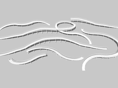 Modern Curved Landscape Bridge Design With White Structure And Pedestrian Path Elements 3d model