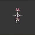 Vibrant Fantasy Game Character With Pink Feathers Purple Plumage Long Neck And Outstretched Arms