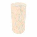 Rolled Wallpaper Component with Glossy Finish on Light Brown Wall with Green Textures