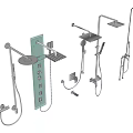 Sleek Modern Shower System With Fixed Head Handheld Sprayer And Chrome Control Panel 3d model