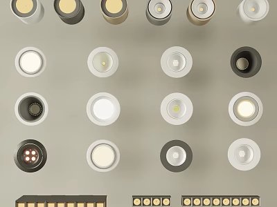 Diverse Downlights and Spotlights Featuring Modern Designs and Colors for Home Lighting 3d model