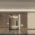 Elegant Modern Elevator Lobby Interior With Marble Walls Metal Frames And Ceiling Lighting 3d model
