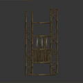 Wooden Frame Structure With Geometric Design And Intersecting Slats In Natural Texture