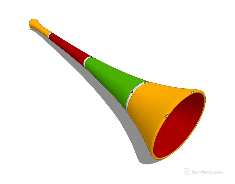Colorful Yellow Red Green Long Horn For Sports Event Celebration 3d model 