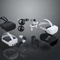Black And White Modern VR Headsets And Controllers Electronic Devices Showcase 3d model