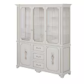 White Wooden Bookcase With Glass Doors Drawers And Decorative Cabinet Design
