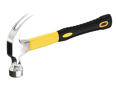 Professional Hardware Tools Claw Hammer with Steel Head and Ergonomic Yellow Black Handle 3d model