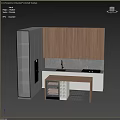 Modern Kitchen Design With Wooden Cabinets Wine Cooler Stone Countertop And LED Lighting