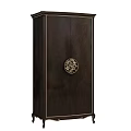 Classic Dark Wood Wardrobe Design With Intricate Golden Carved Handle And Elegant Frame Detailing