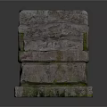 Weathered Natural Stone Bench With Moss Covered Surface And Rough Texture