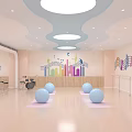 Pink Fitness Studio Featuring Blue Exercise Balls On Yoga Mats And Dance Barres