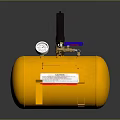 Yellow Gas Cylinder with Pressure Gauge Black Nozzle and Blue Valve