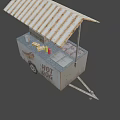 Fresh Hot Dog Street Food Cart With Striped Awning And Condiments
