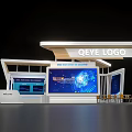 Modern Exhibition Booth Design Featuring QEYE LOGO With Large Digital Screen And Display Panels