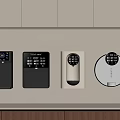 Sleek Modern Daily Electrical Appliances With Digital Displays And Control Buttons On Kitchen Countertop