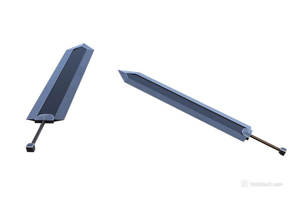 Two Swords Design With Sharp Blades Metallic Guard And Long Handles Features 3d model