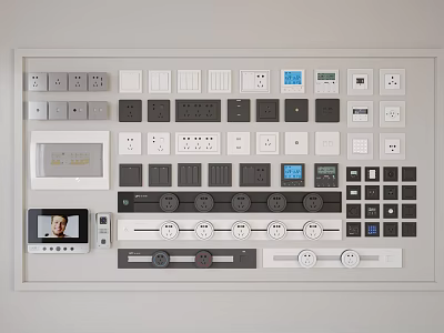 Modern Switch Panels Featuring Digital Displays Different Button Designs And Multiple Controls 3d model