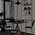 French Middle Ancient Restaurant Dining Table and Chair Round Table Small Dining Table 3d model