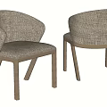 Modern Upholstered Dining Chairs with Textured Fabric Seats Wooden Legs Curved Backrest and Armrest