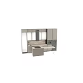 Modern Kitchen Interior Design With Sleek Island Counter And Dark Wood Cabinets