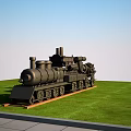 Black Steam Train Model Showcased On Green Grass With Blue Sky Background 3d model